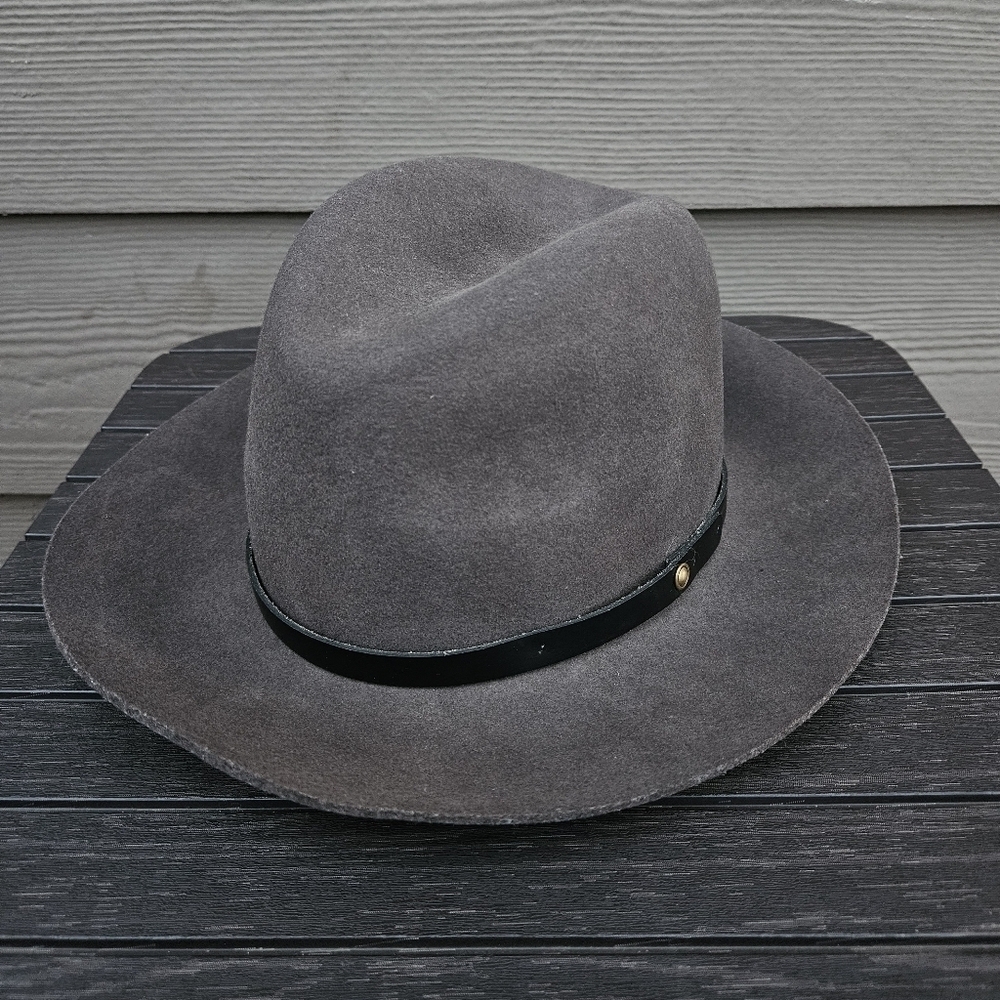RAG & BONE Floppy Brim Fedora Hat Charcoal Gray 100% Wool Size Medium